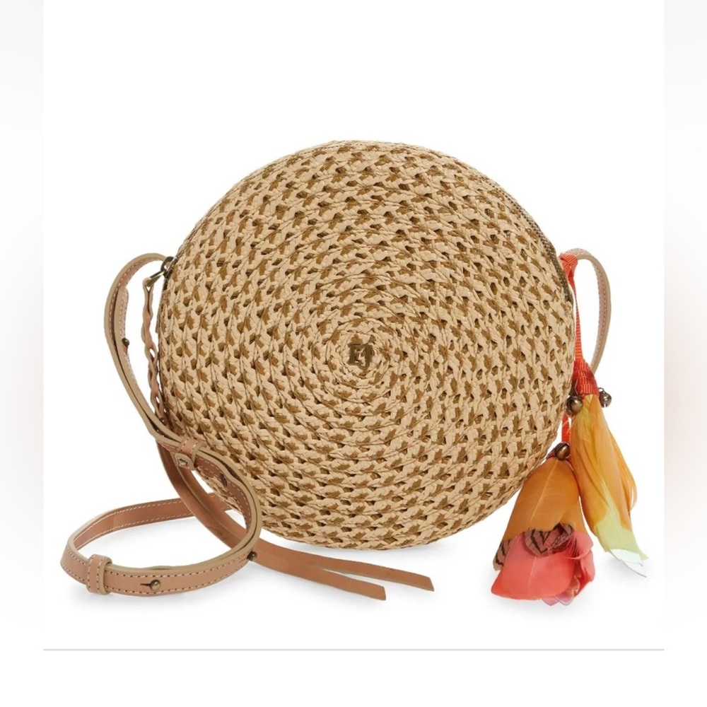 NWOT $395 Eric Javits Squishee BALI Woven Crossbody Bag Peanut